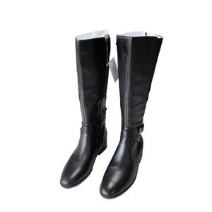 Naturalizer Boot Rena Tall Riding Buckle Black Leather Wide Calf Womens Size 9.5